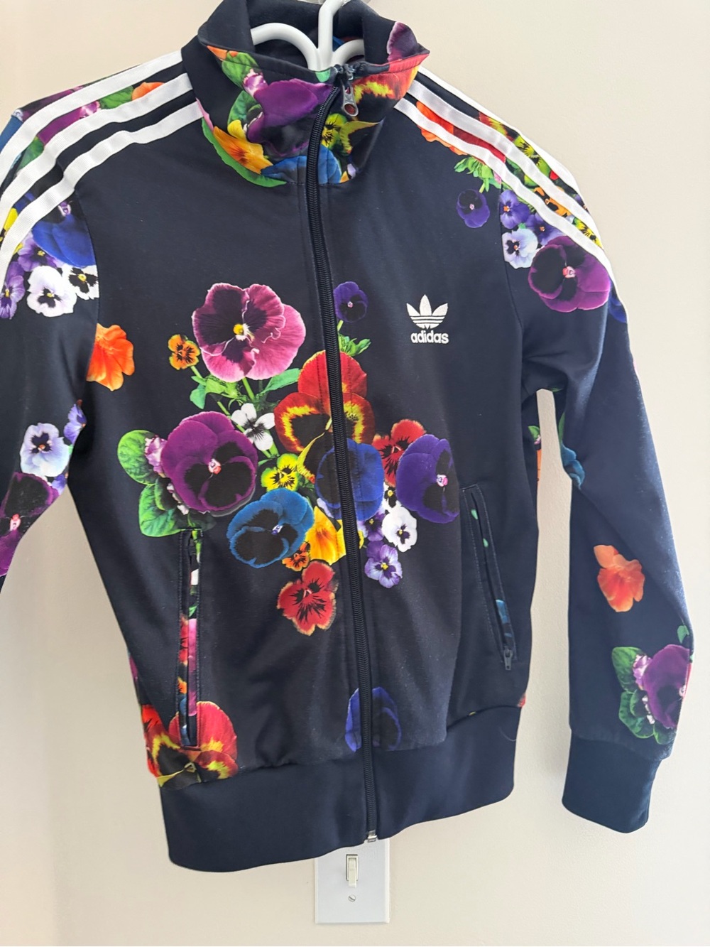 adidas Black Floral Track Jacket for Kids